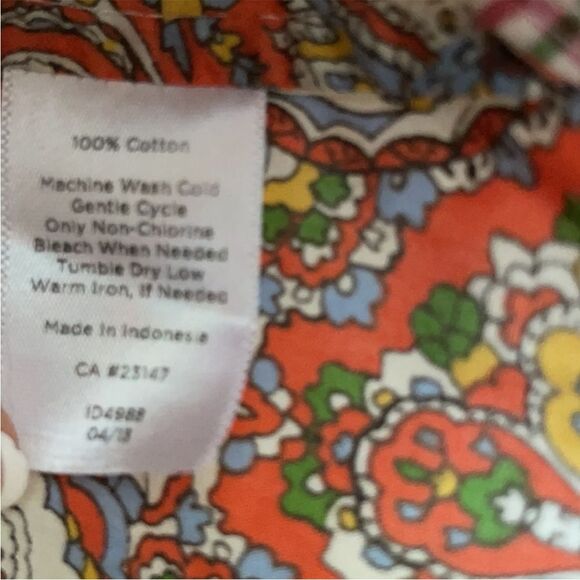 Talbots Multicolor Paisley Cotton Button Down Shirt with Tab Sleeves - Picture 8 of 9